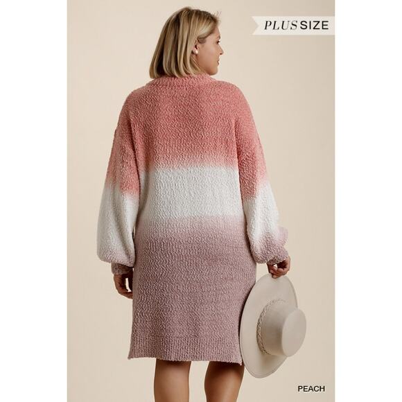 Umgee Dip Dye Sweater Dress, Size XL, Long Sleeves High Low Hem  Mock Neck New - Picture 3 of 6